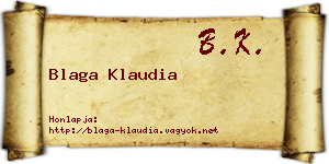 Blaga Klaudia névjegykártya